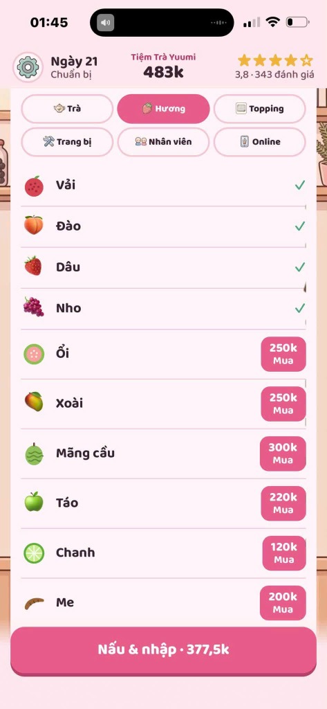 Kho nhập nguyên liệu hương vị trong Tiệm Trà Nhỏ